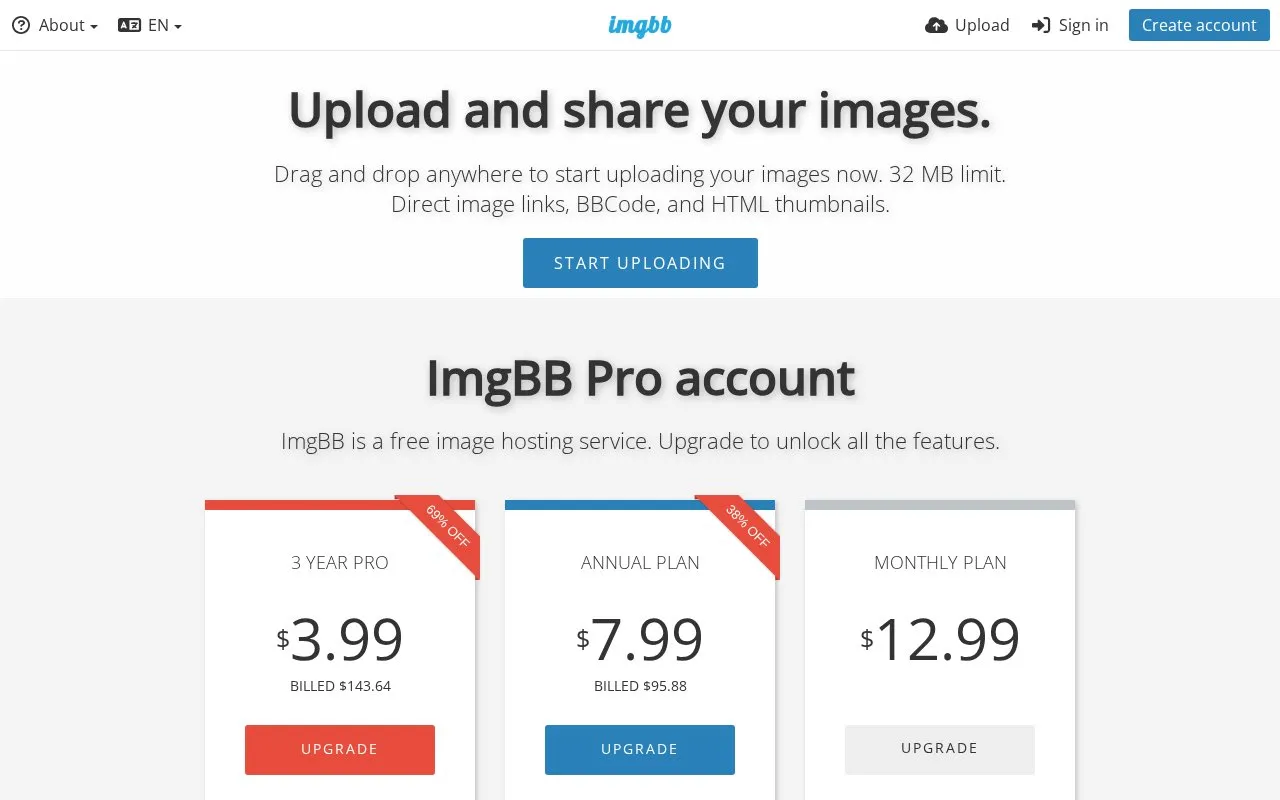 ImgBB homepage screenshot
