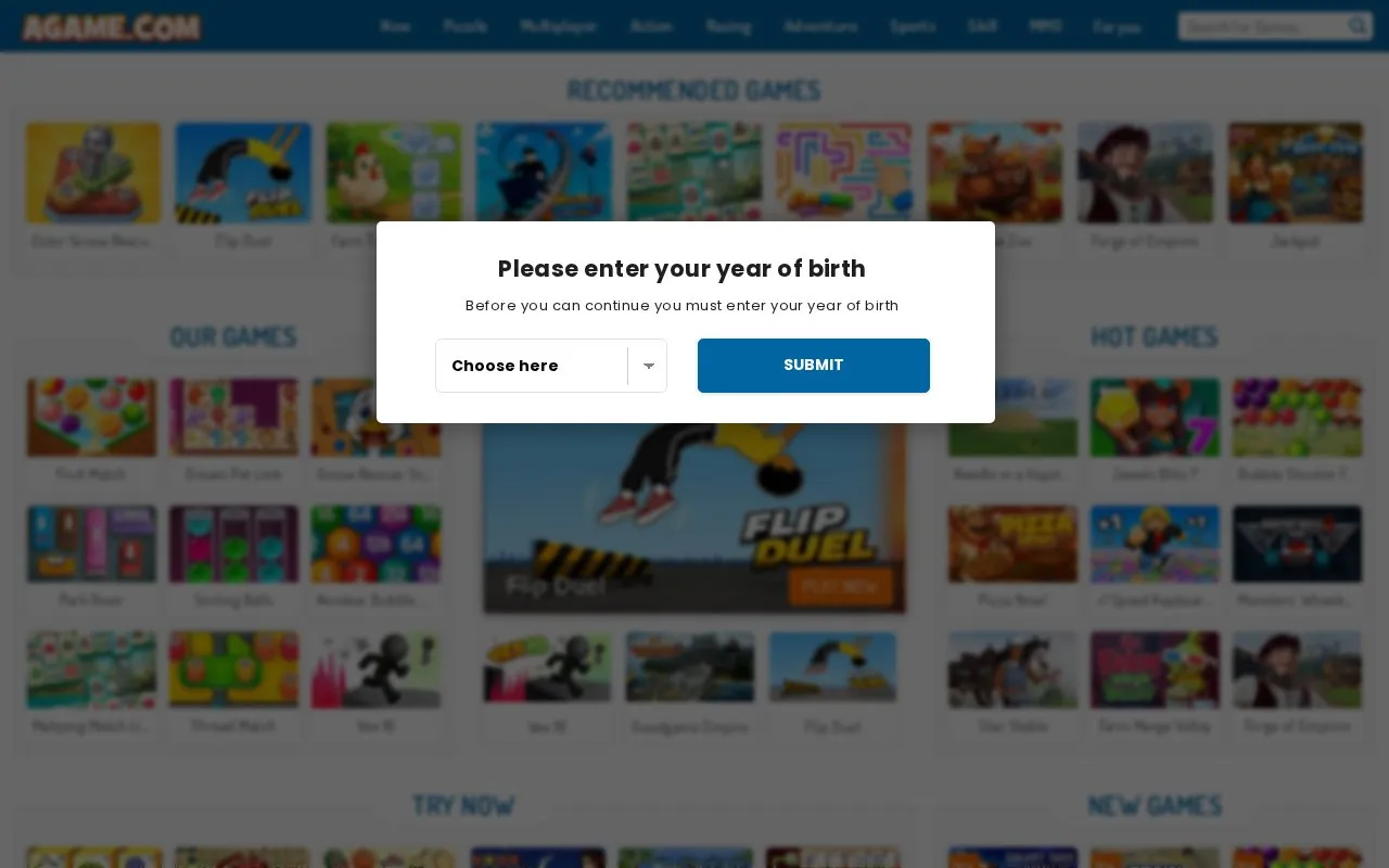 Agame homepage screenshot