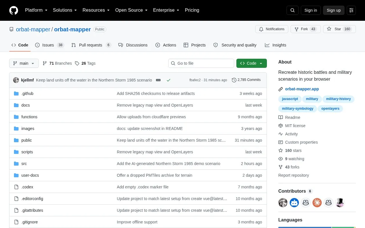 Orbat Mapper homepage screenshot