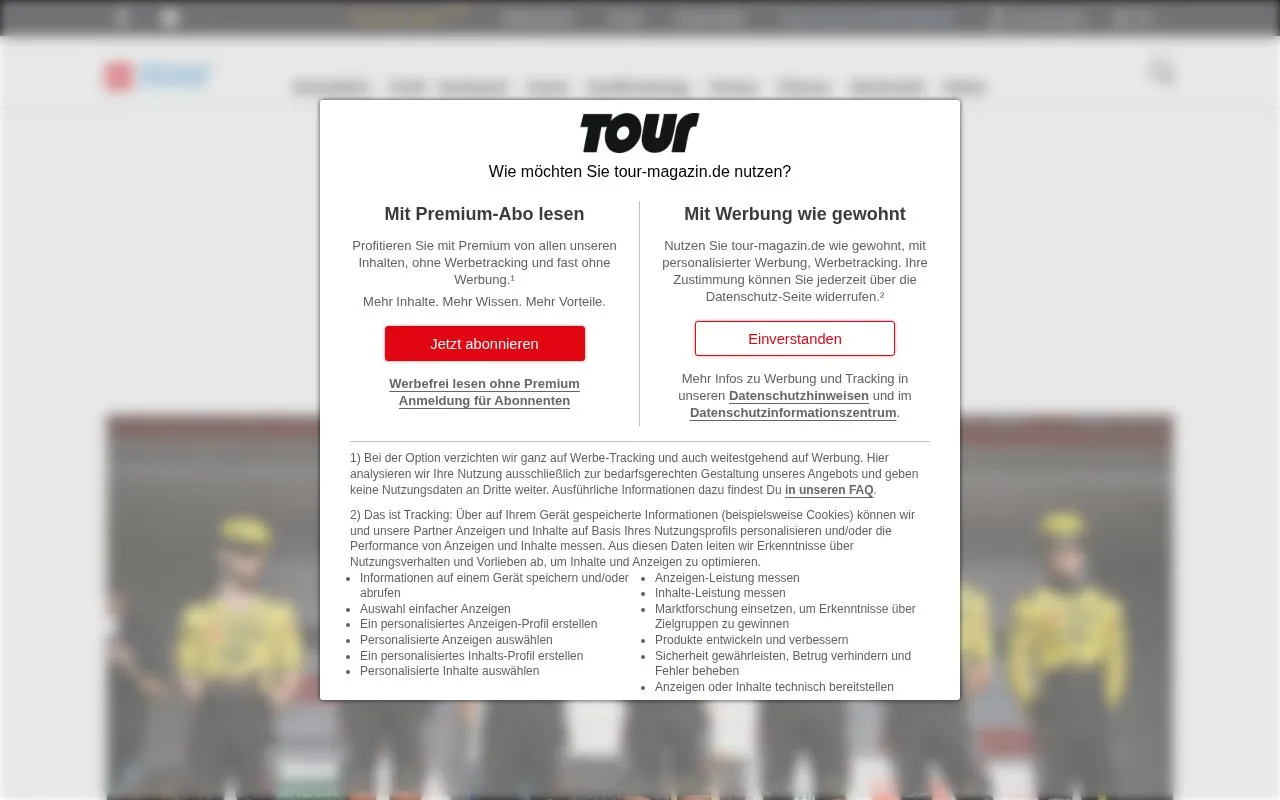 Tour homepage screenshot