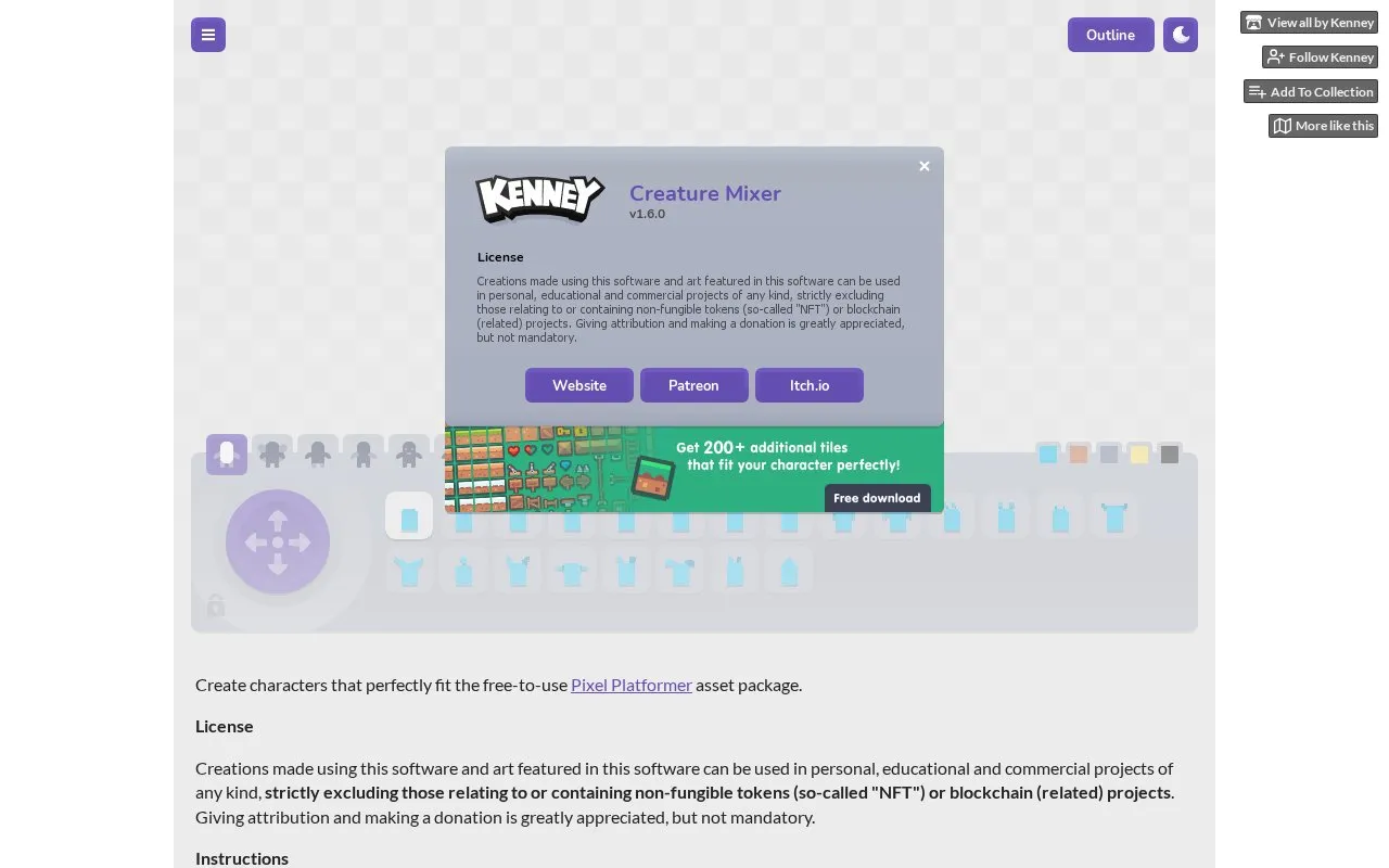Creature Mixer homepage screenshot