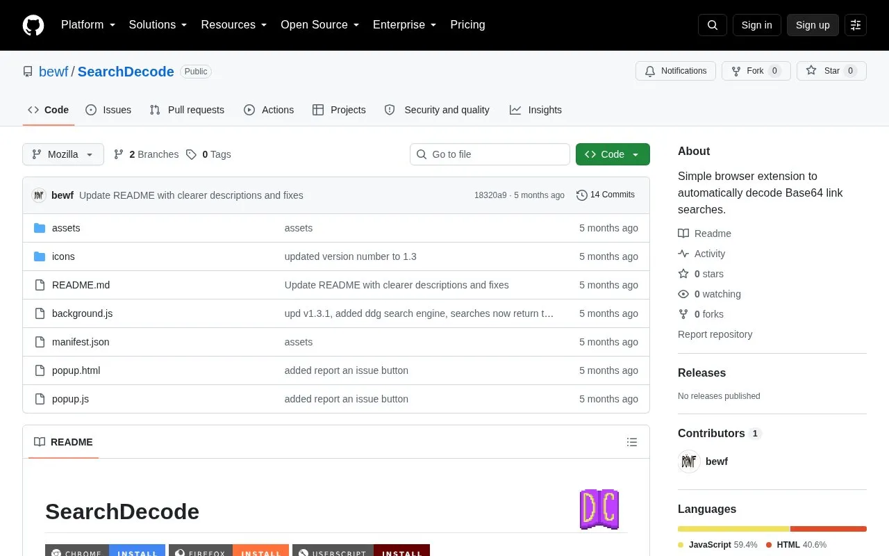 SearchDecode homepage screenshot