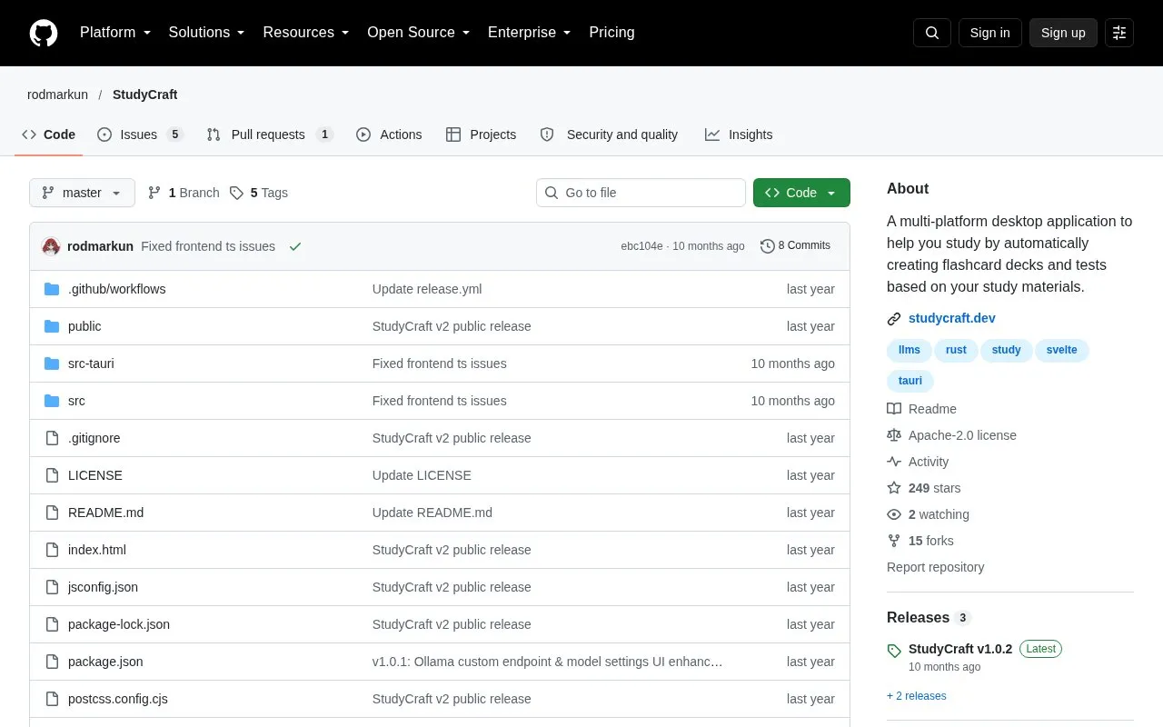 Study Craft homepage screenshot