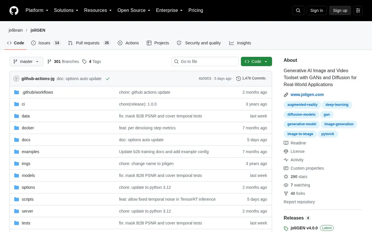 joliGEN homepage screenshot