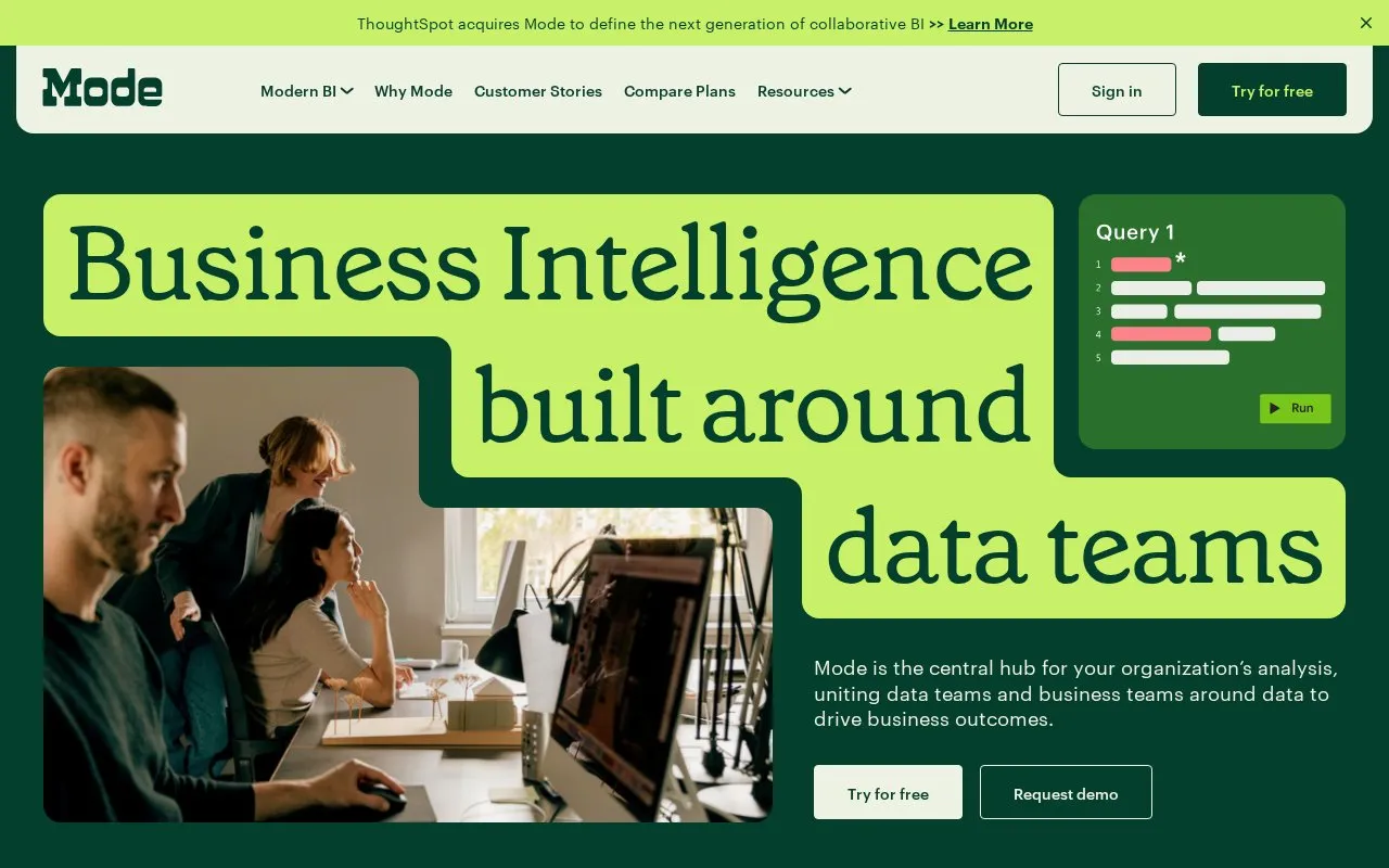 Mode homepage screenshot