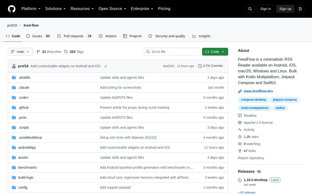Feed Flow homepage screenshot