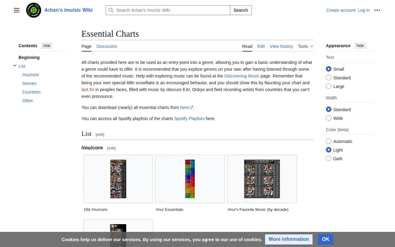 Essential Charts homepage screenshot