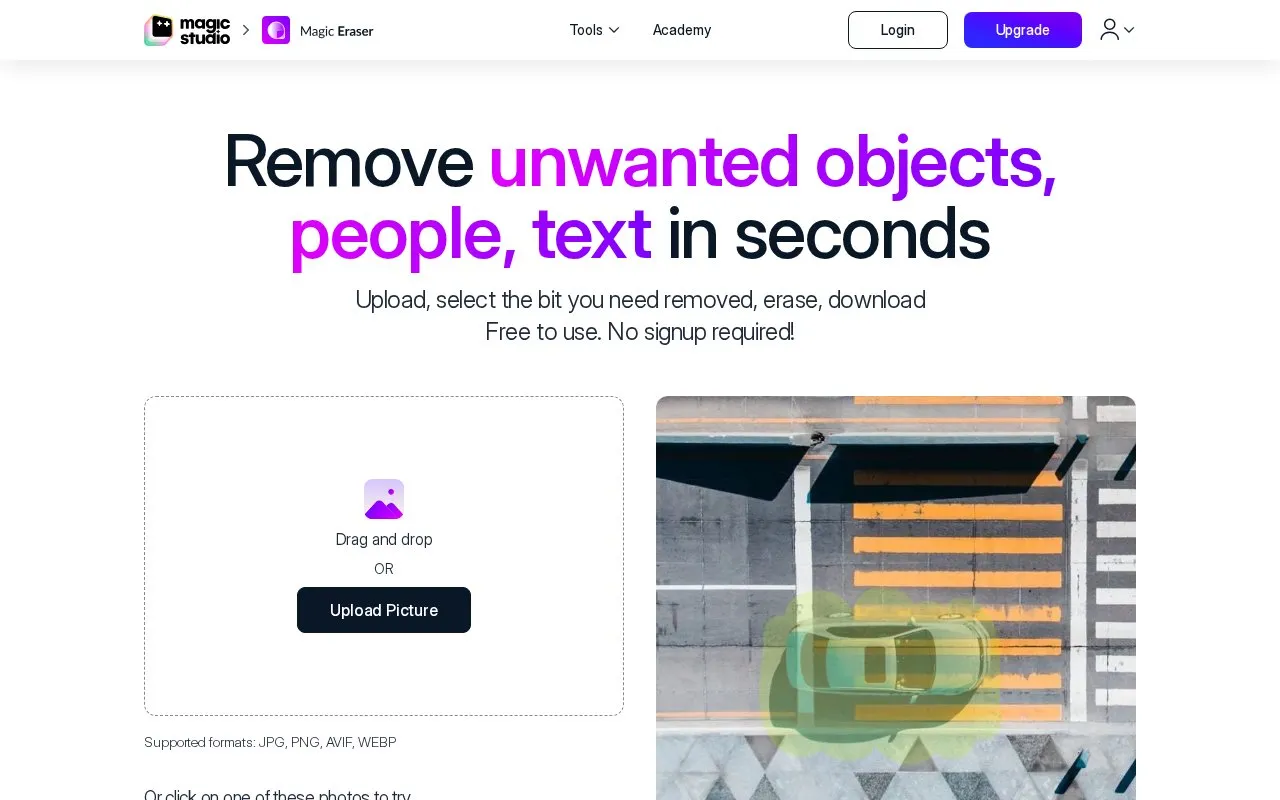 Magic Eraser homepage screenshot