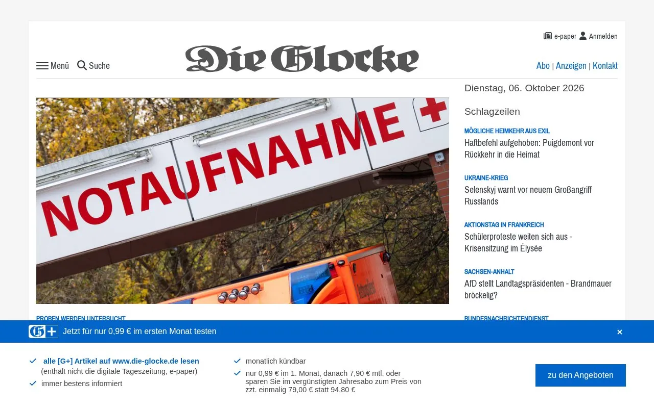 Die Glocke homepage screenshot