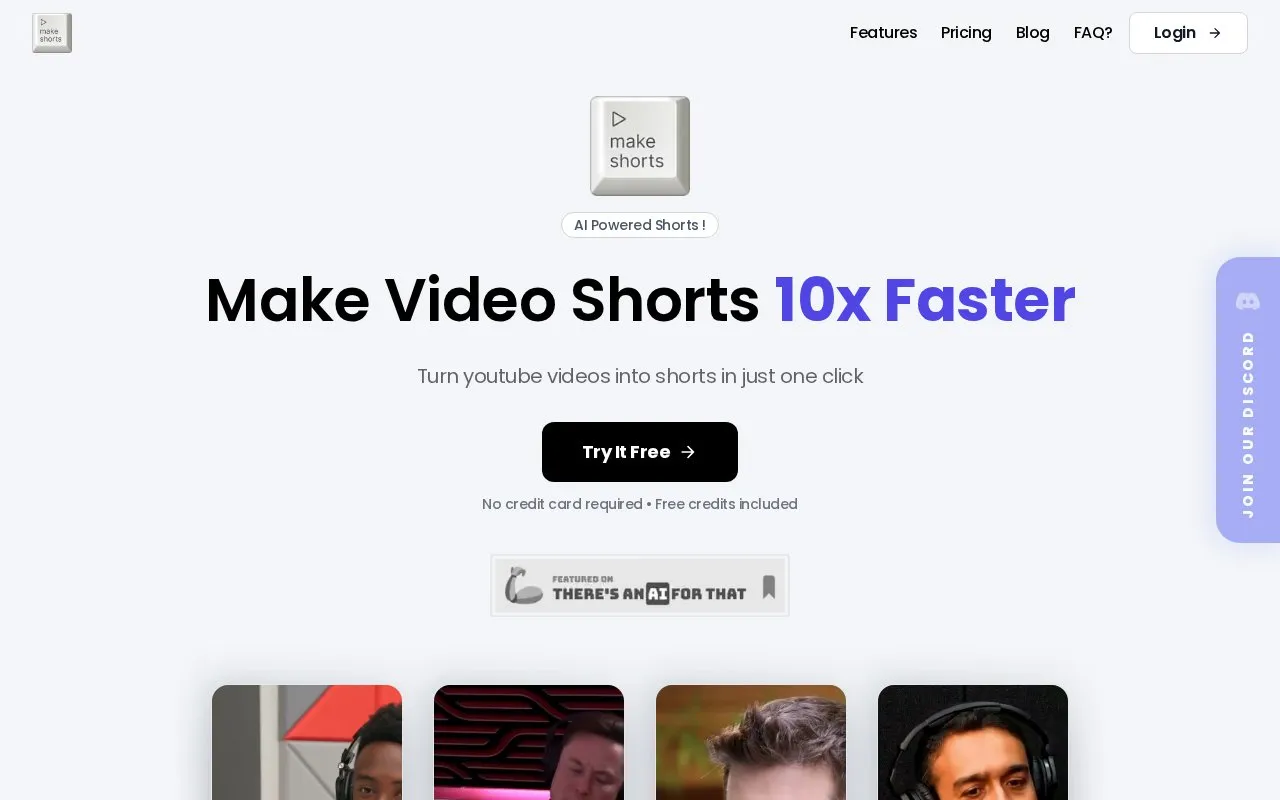MakeShorts homepage screenshot