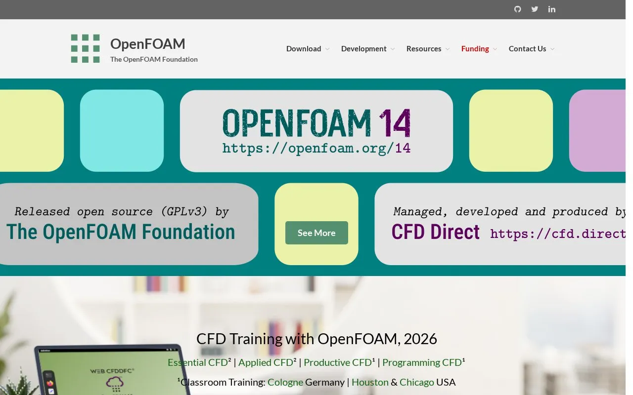 OpenFOAM homepage screenshot