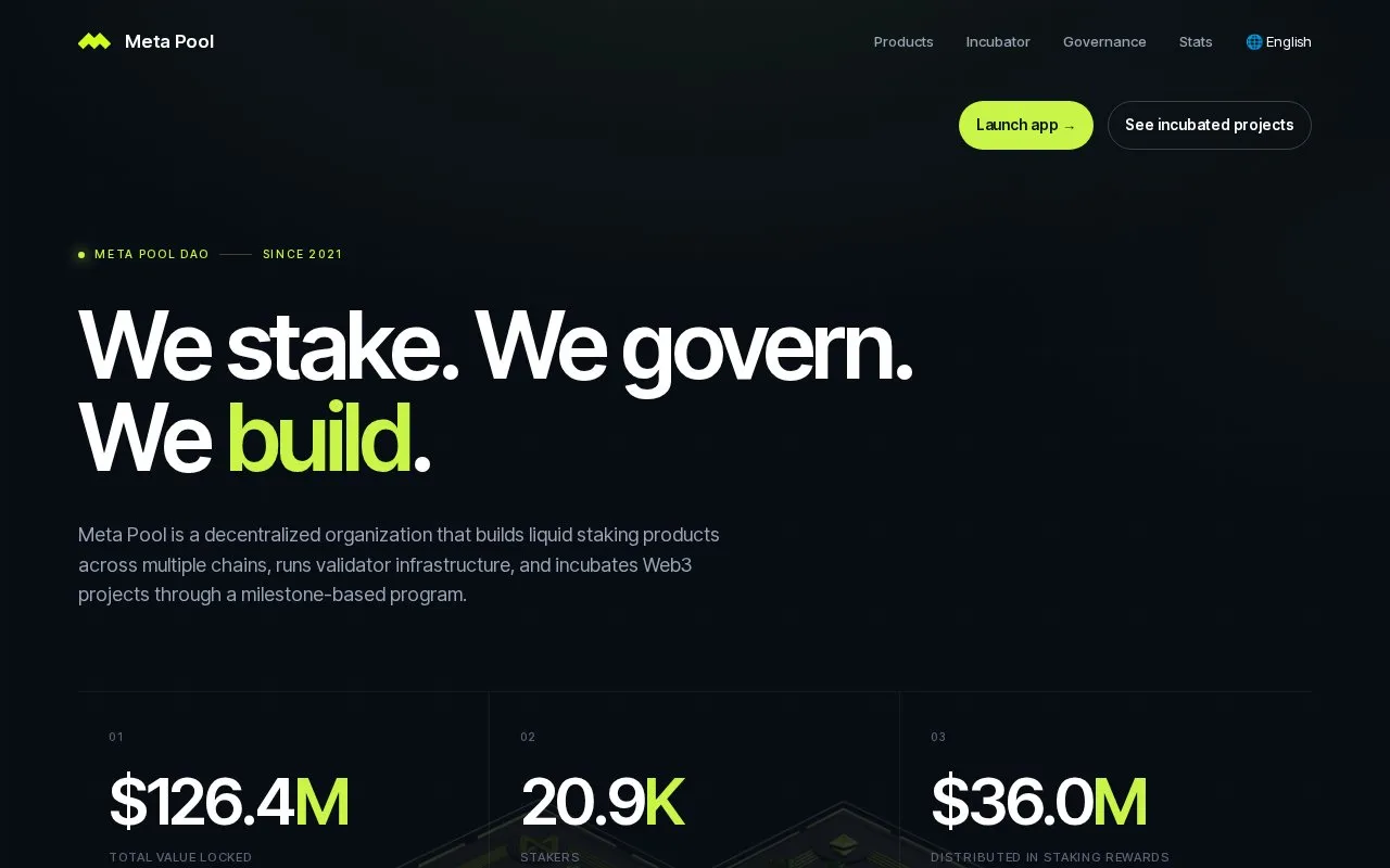 Meta Pool Near homepage screenshot