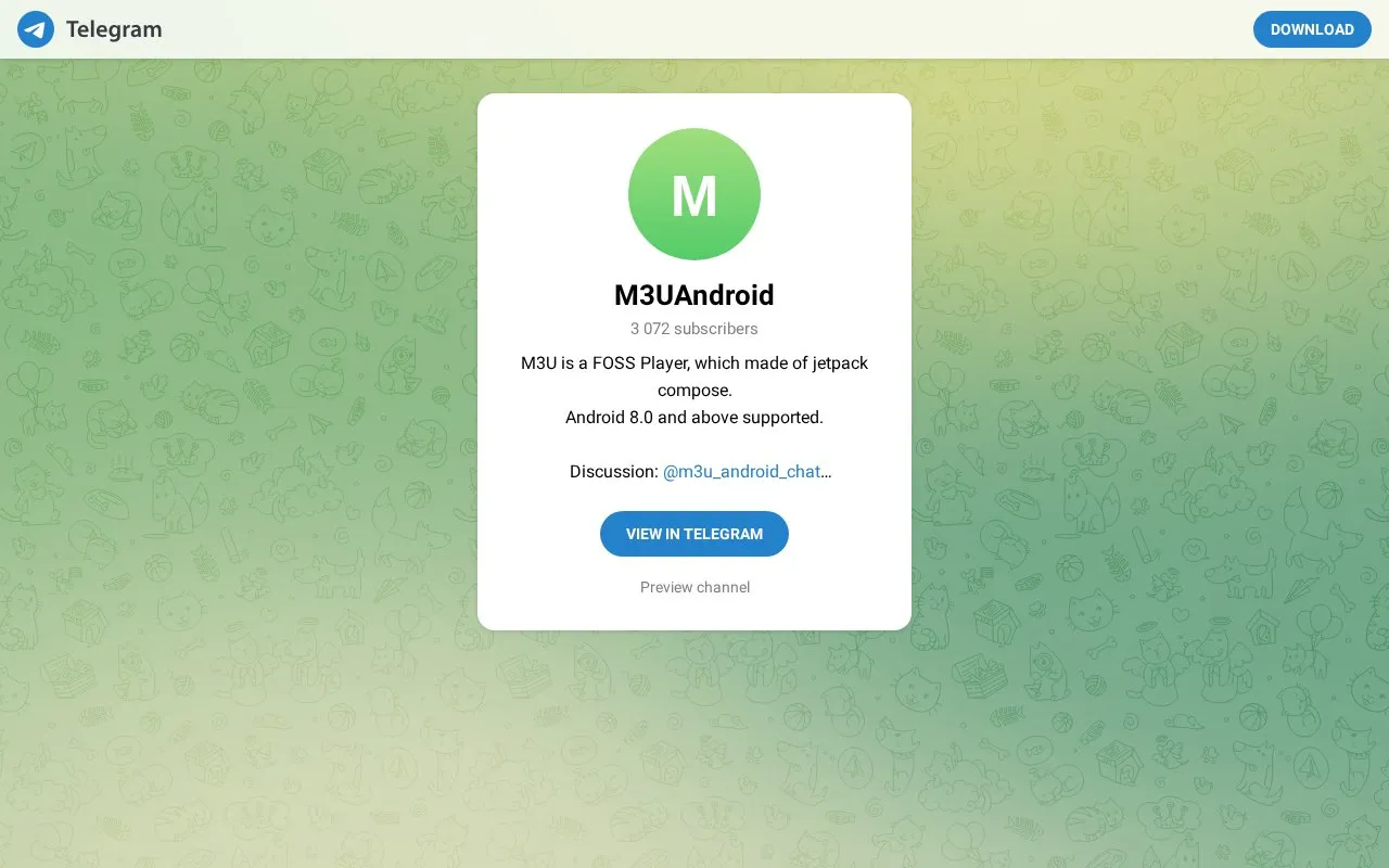 M3u Android homepage screenshot