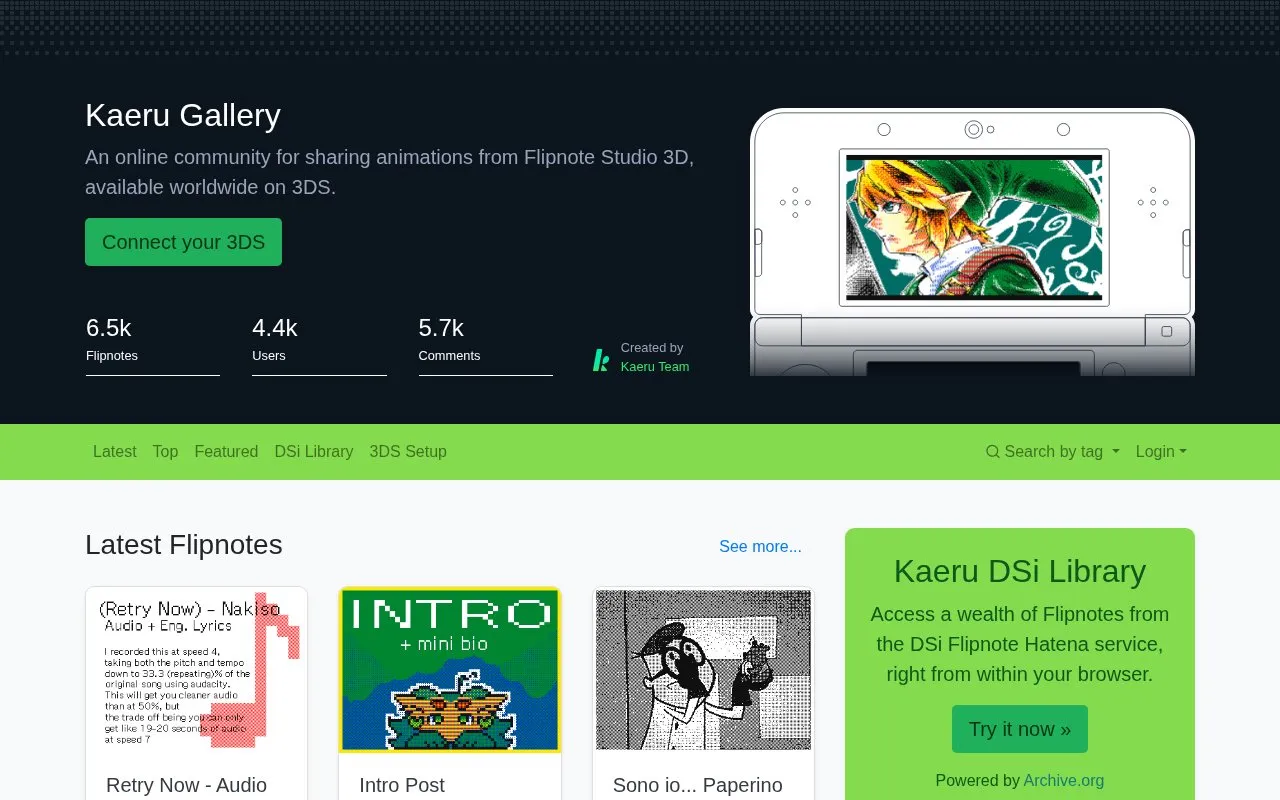 Kaeru Gallery homepage screenshot