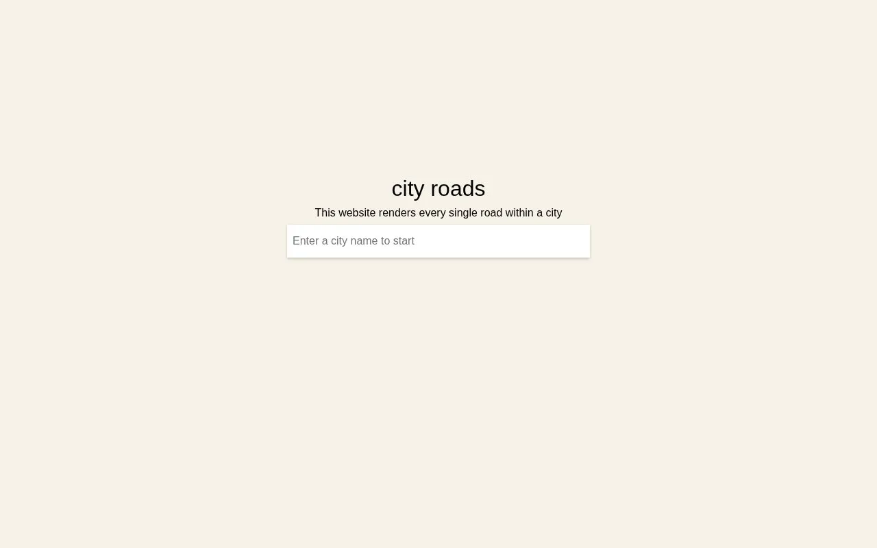city roads homepage screenshot