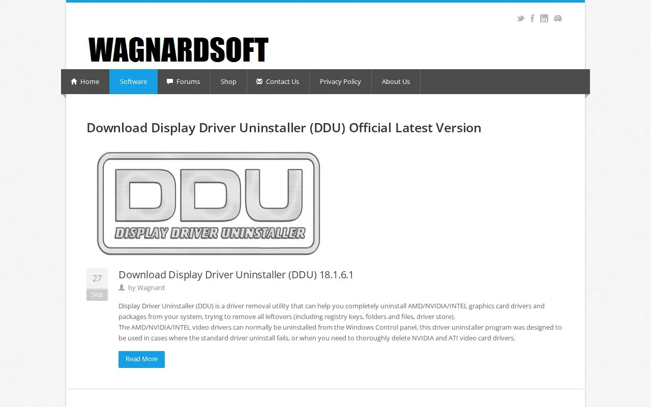 Display Driver Uninstaller homepage screenshot