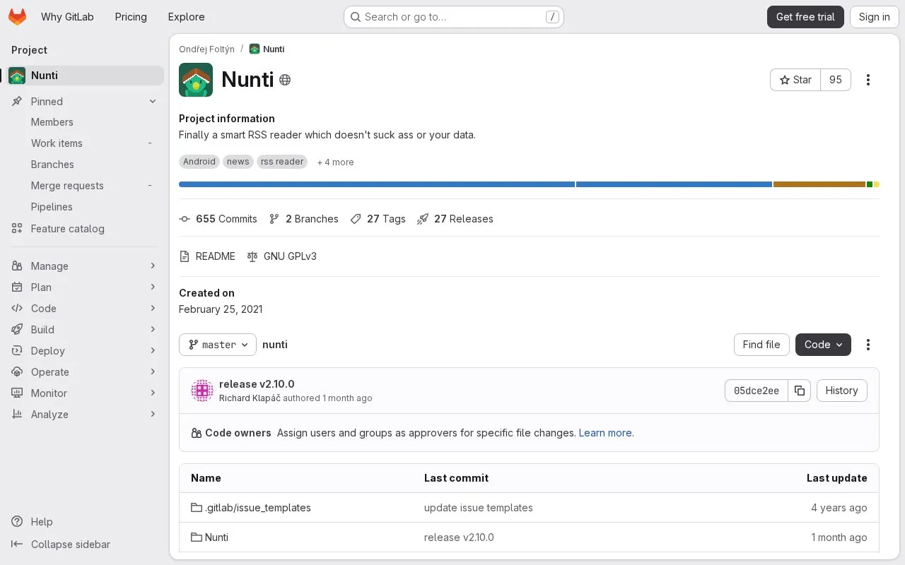 nunti homepage screenshot