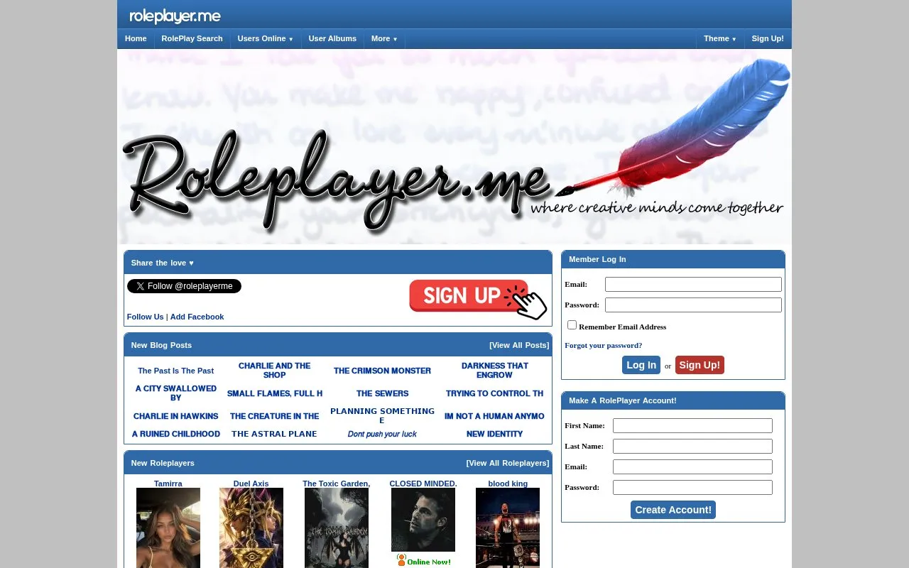 RolePlayer homepage screenshot