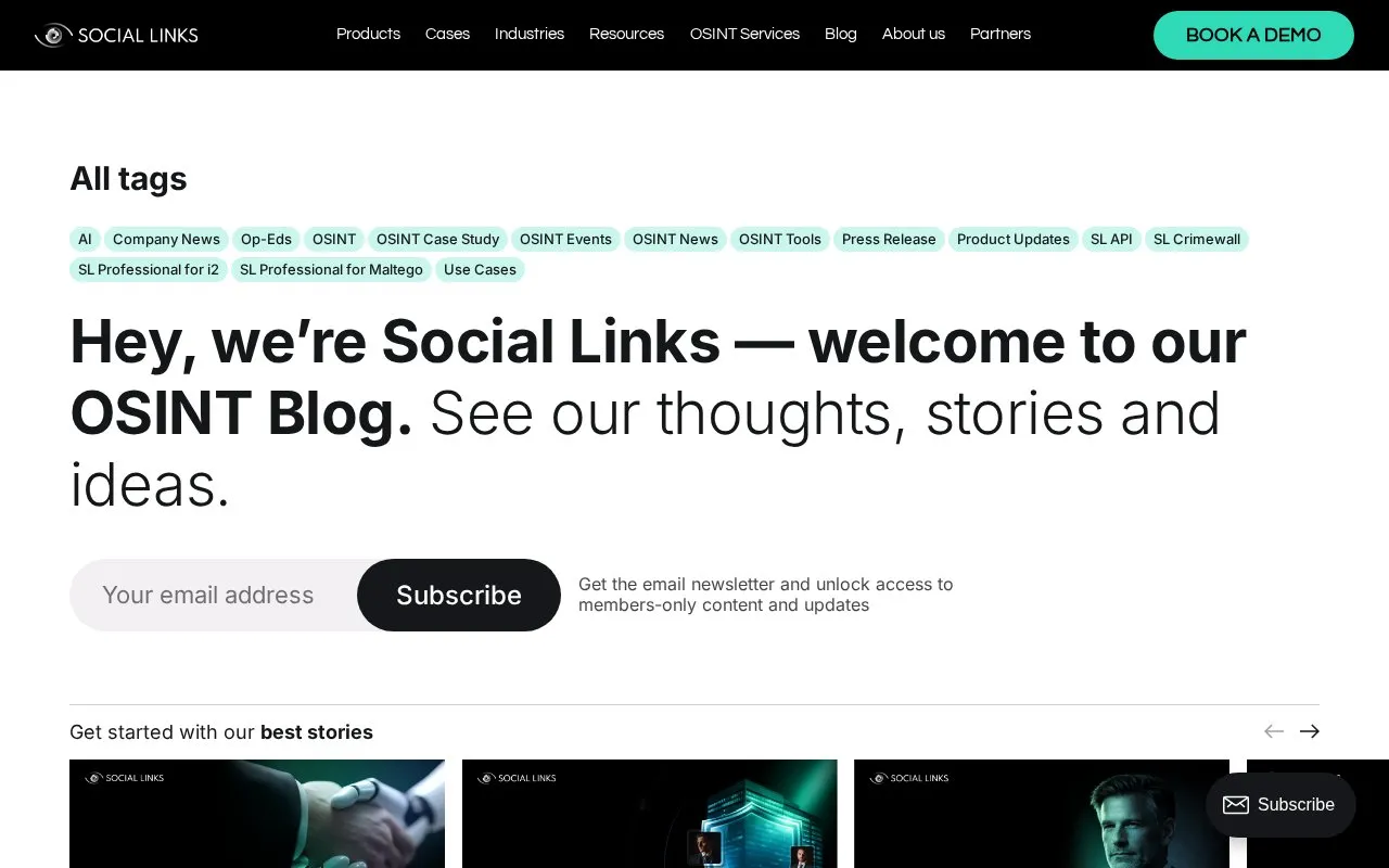 Social Links homepage screenshot