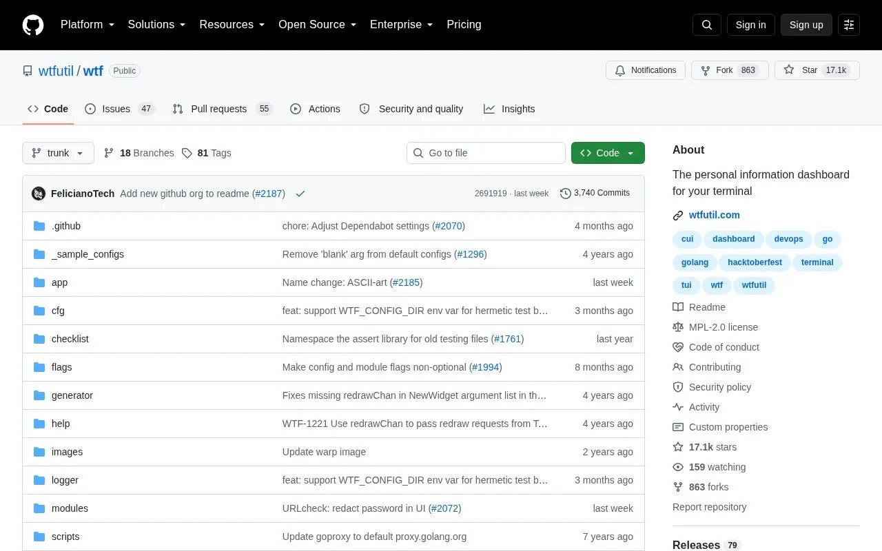 Wtf homepage screenshot