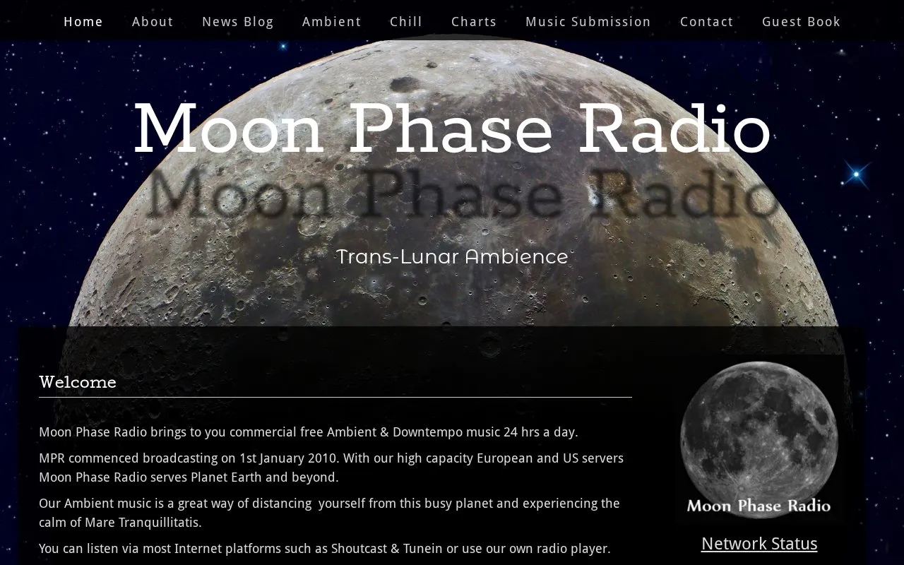 Moon Phase Radio homepage screenshot