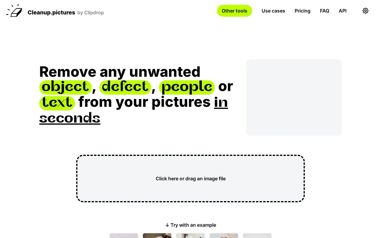 Cleanup.pictures homepage screenshot
