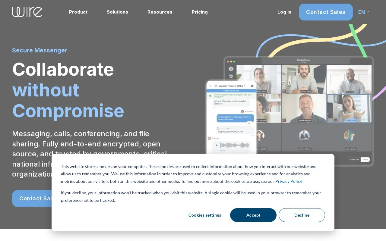 Wire homepage screenshot