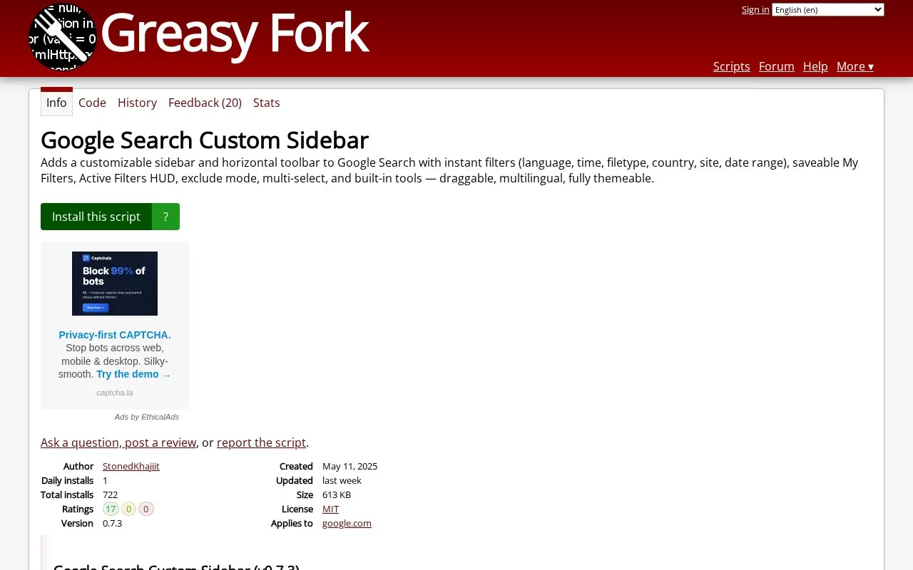 Custom Sidebar homepage screenshot