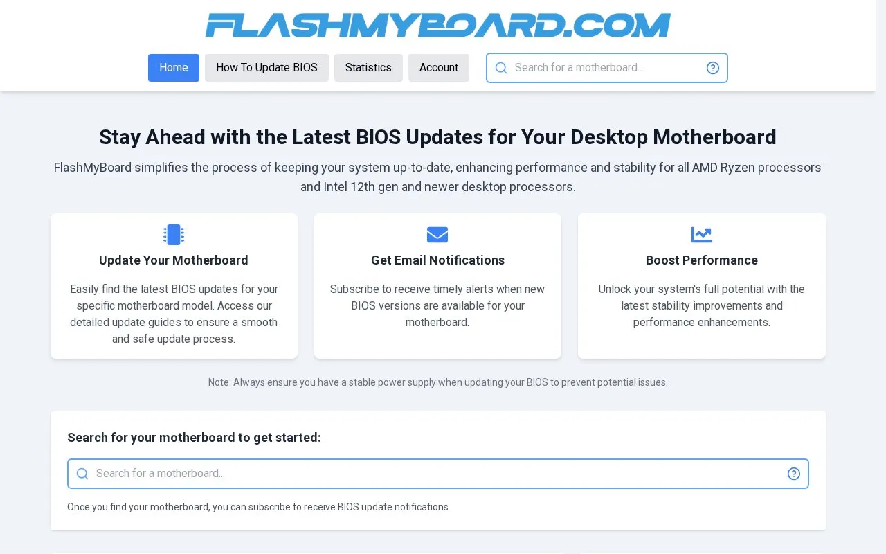 FlashMyBoard homepage screenshot