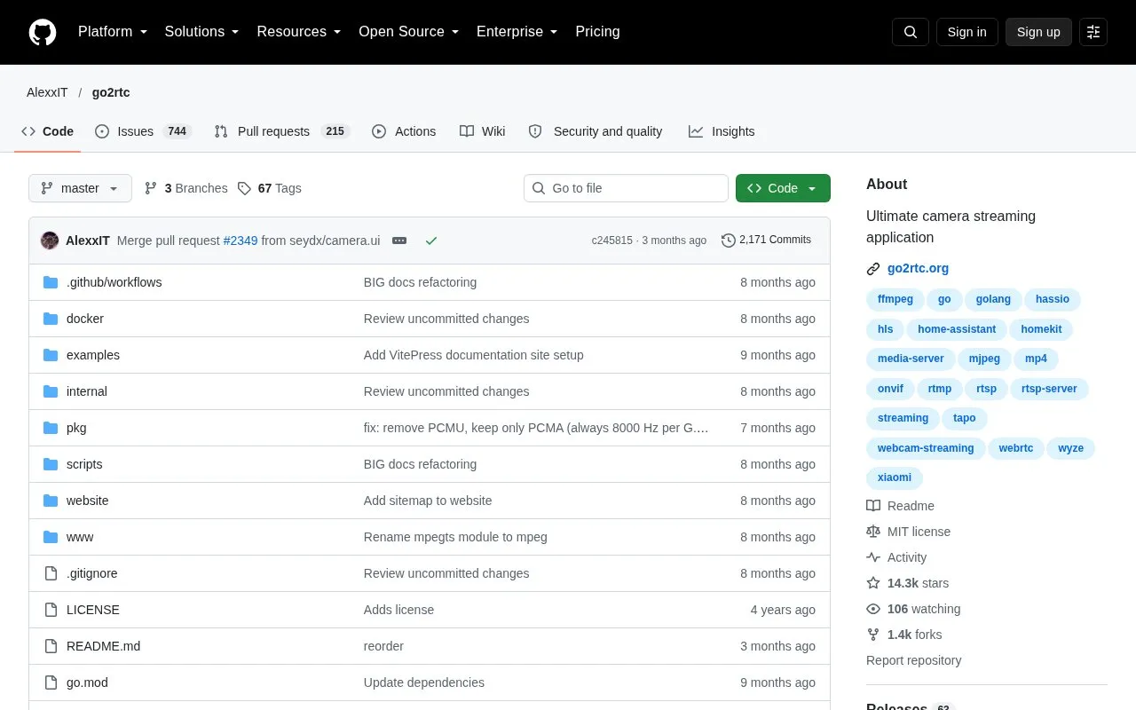 go2rtc homepage screenshot