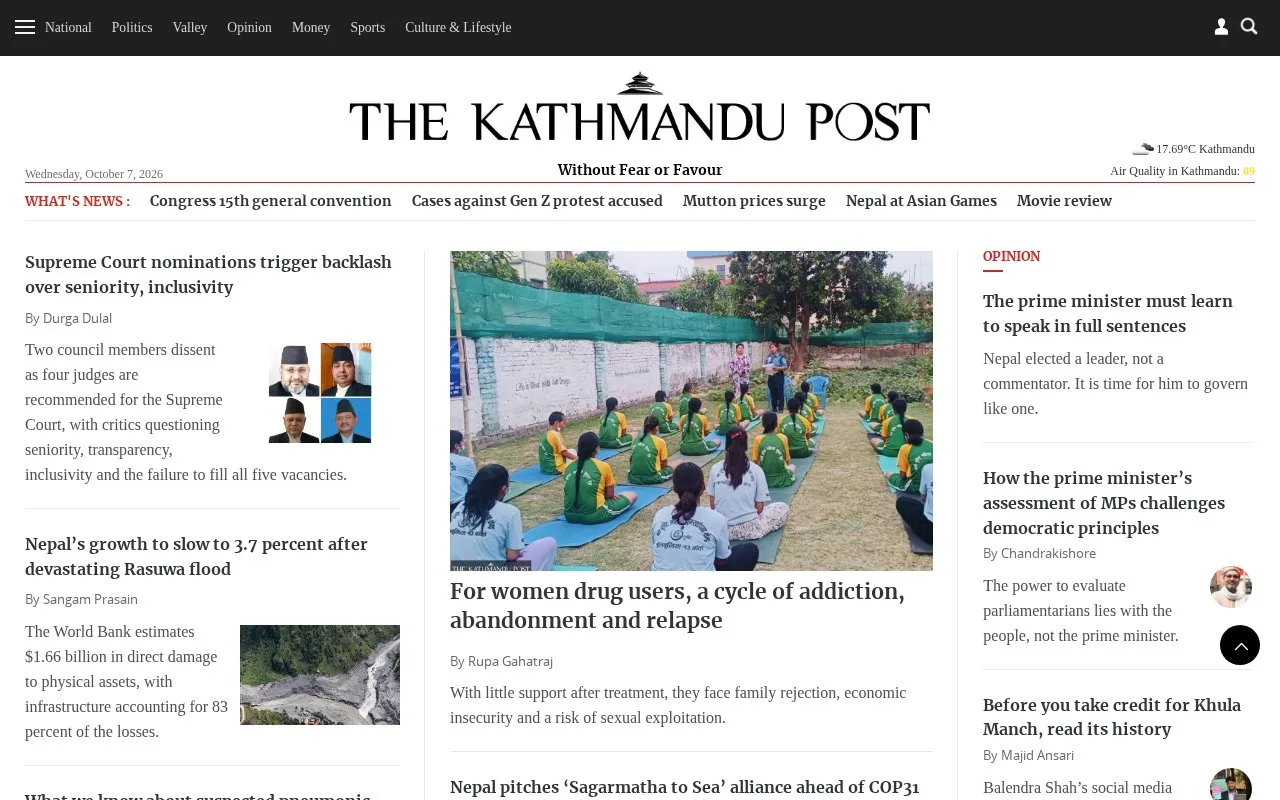 The Kathmandu Post homepage screenshot
