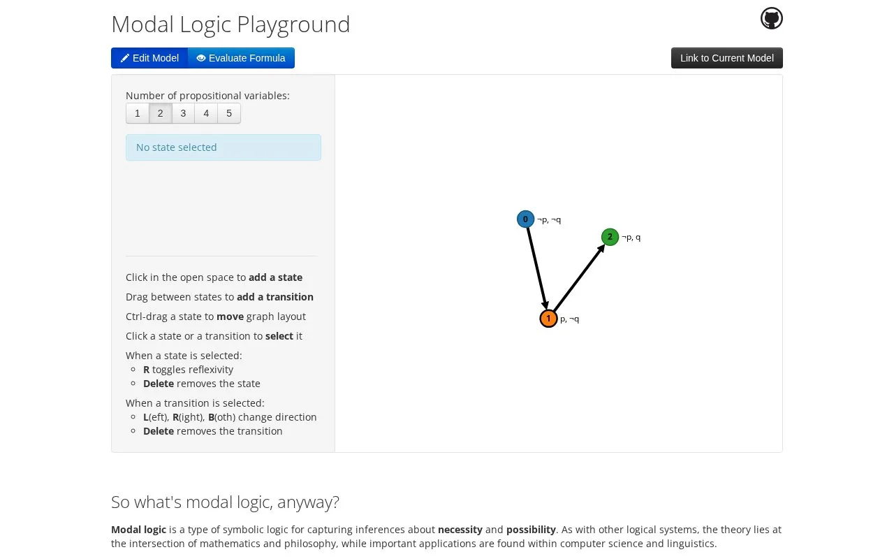 ModalLogic homepage screenshot