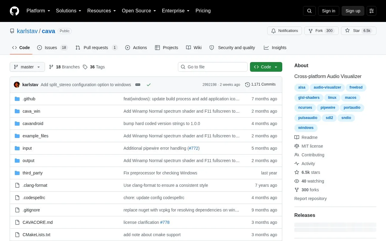 cava homepage screenshot