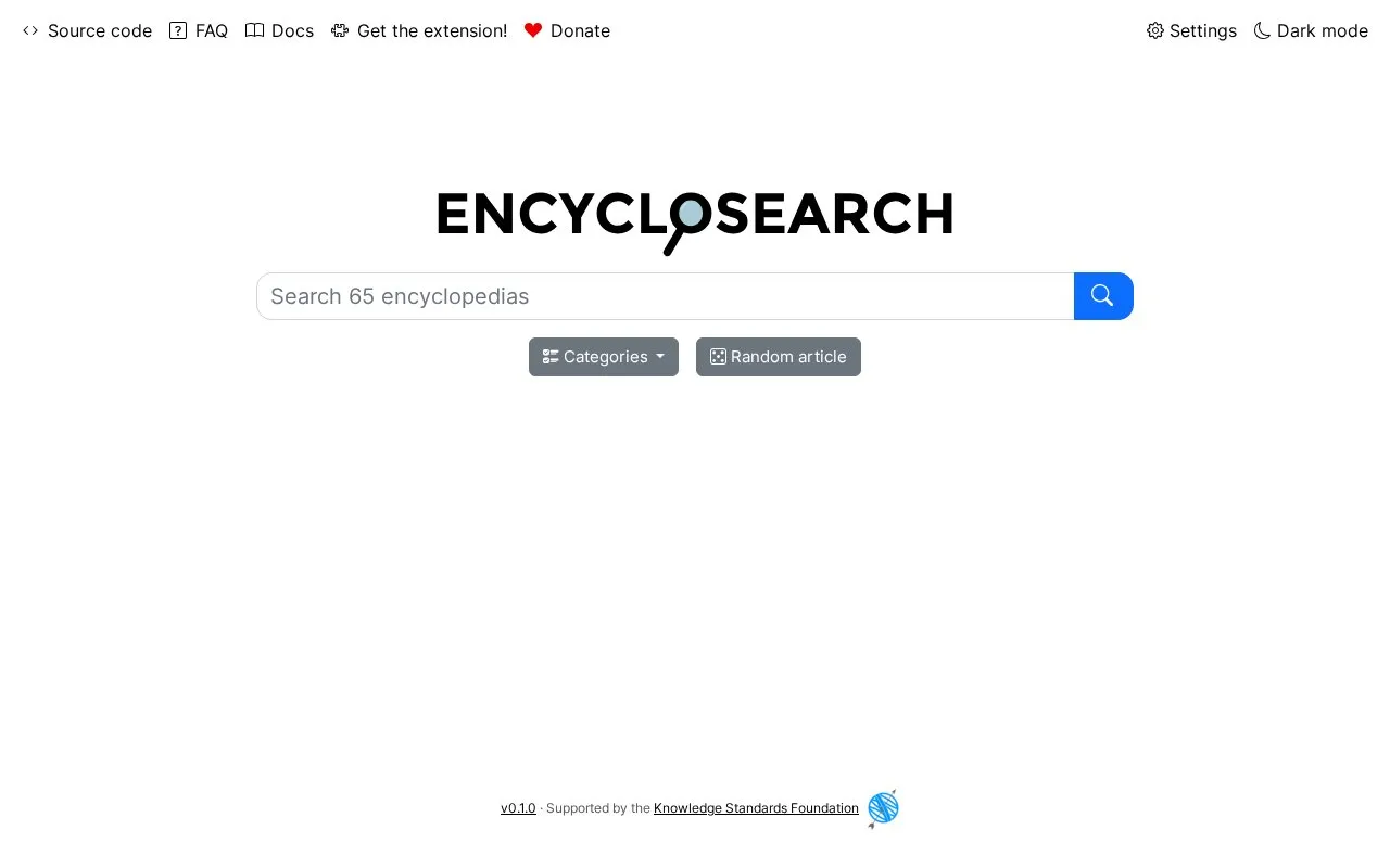 EncycloSearch homepage screenshot