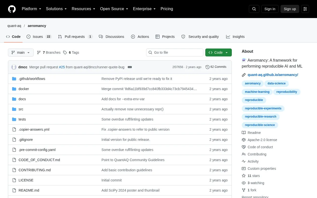 Aeromancy homepage screenshot