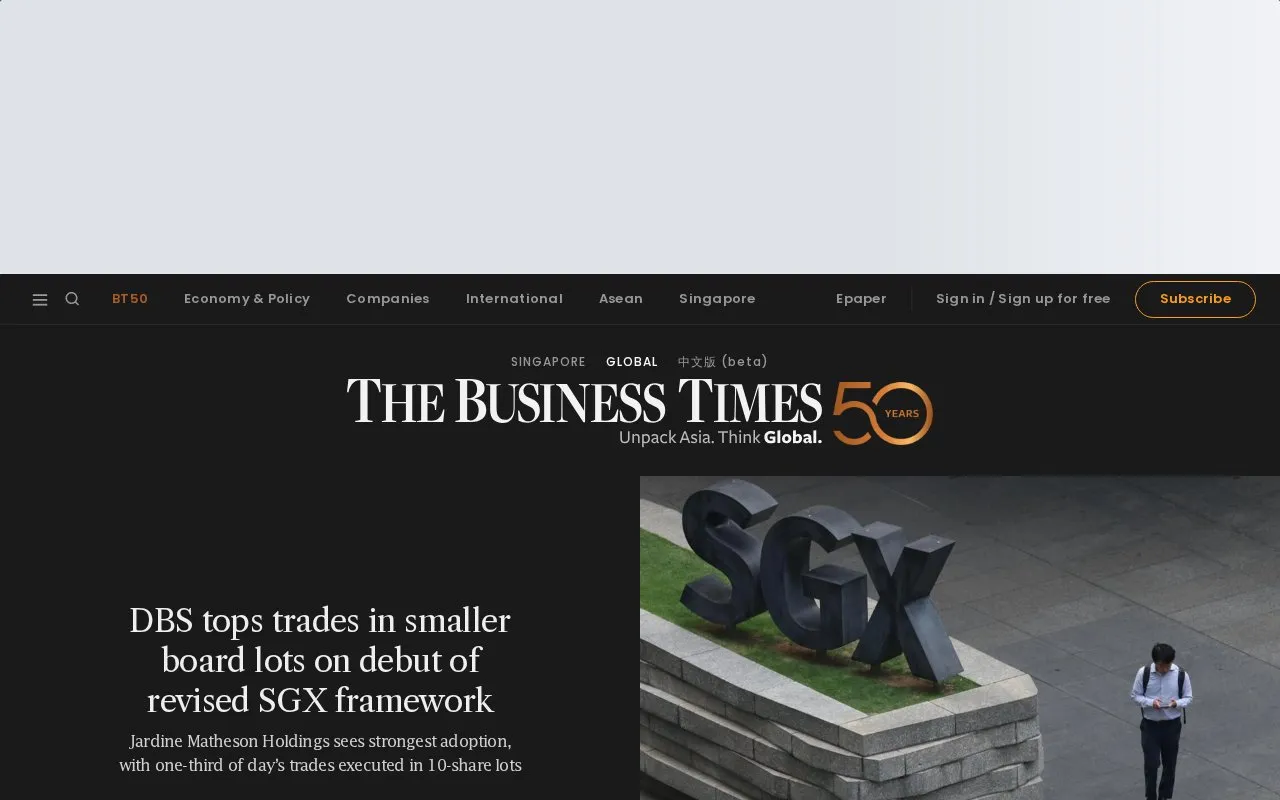Business Times homepage screenshot