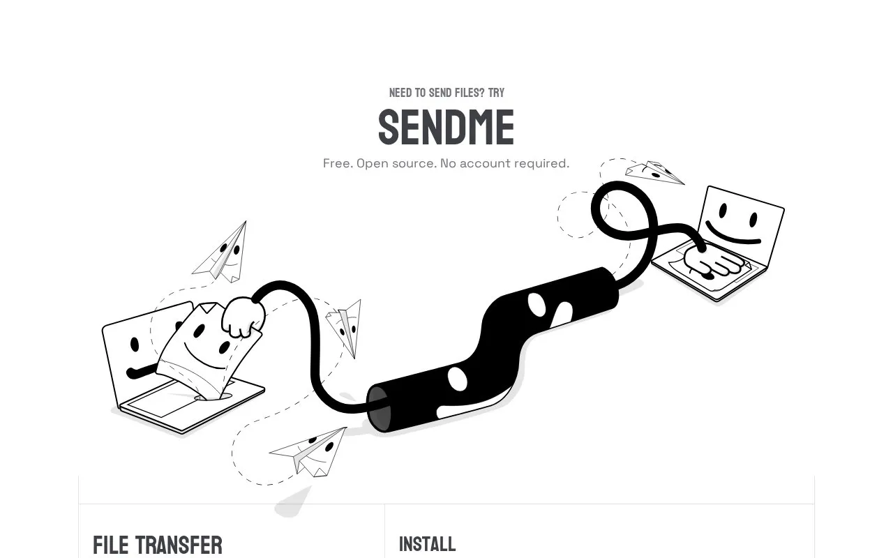 Sendme homepage screenshot