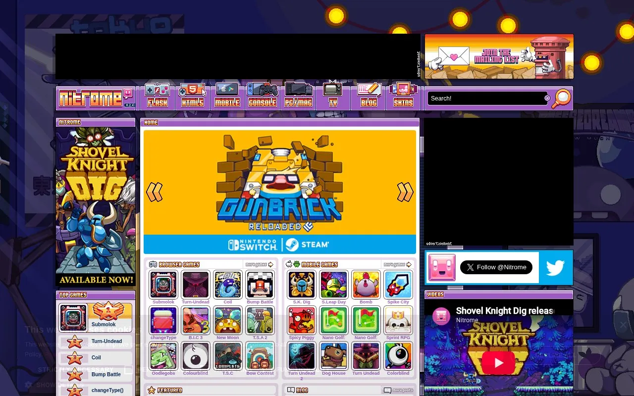 Nitrome homepage screenshot