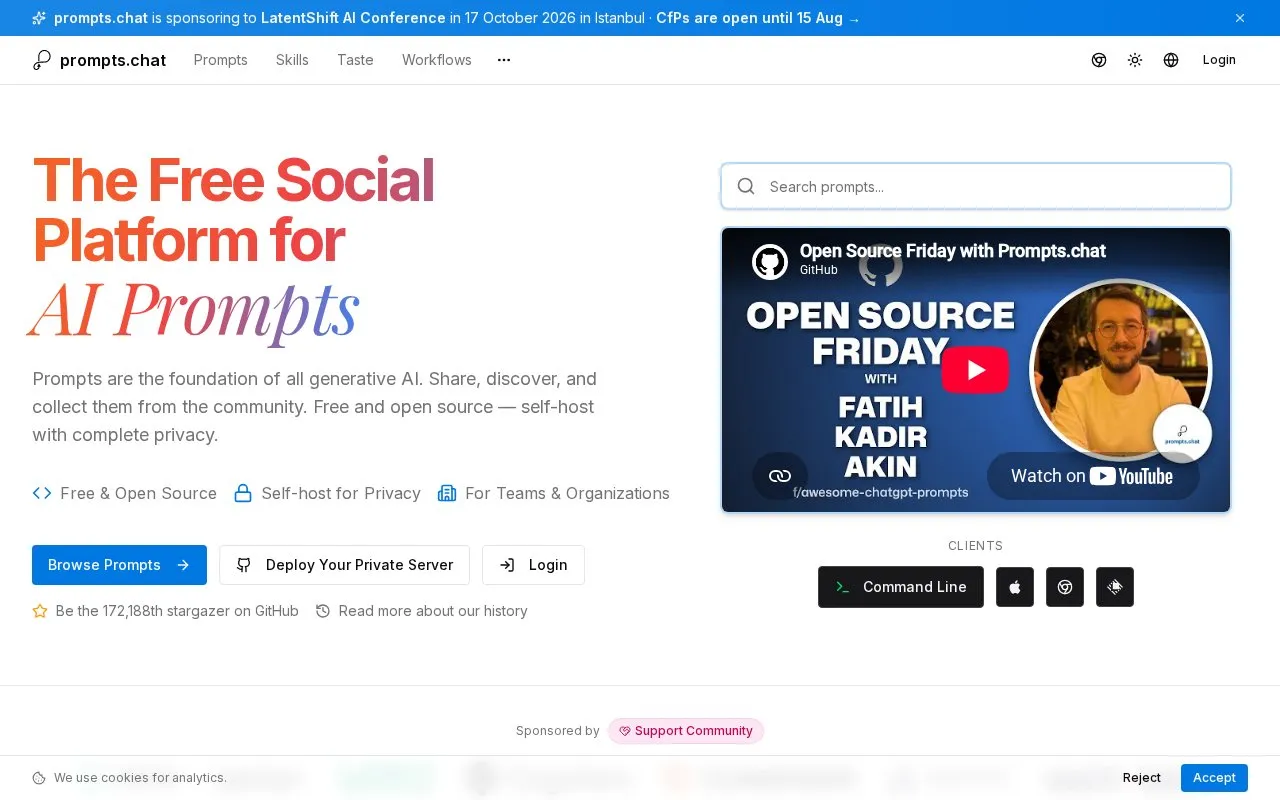 Awesome ChatGPT Prompts homepage screenshot