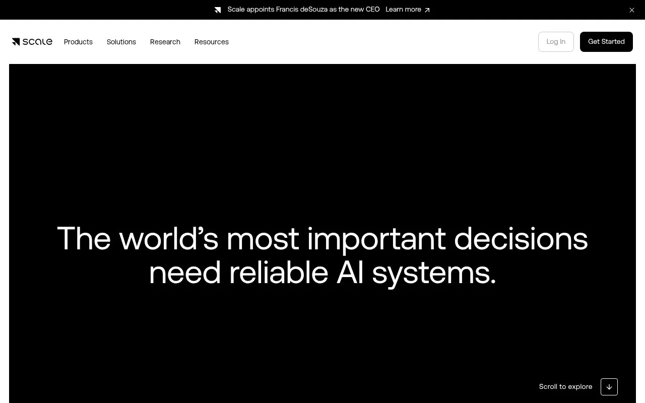 Scale homepage screenshot