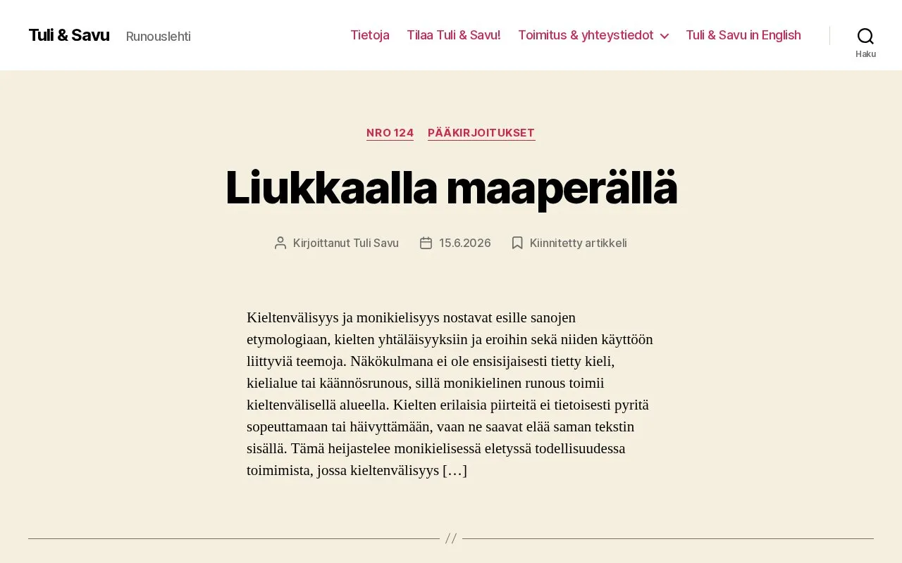Tuli & Savu homepage screenshot