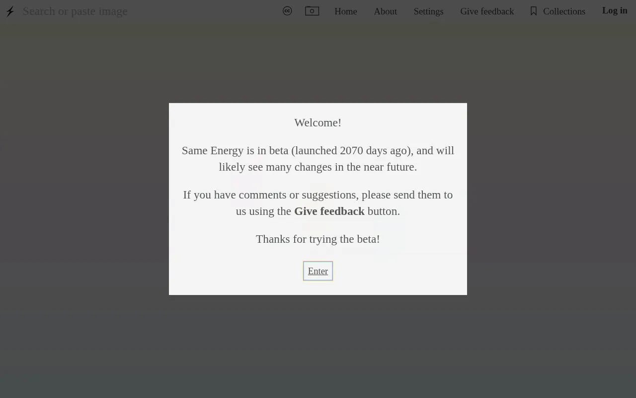 Same Energy homepage screenshot