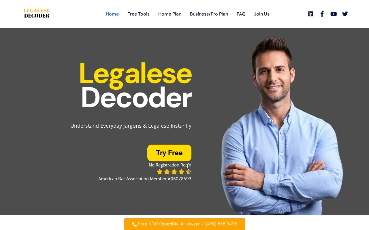 Legalese Decoder homepage screenshot