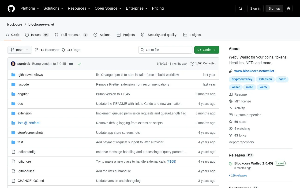 Blockcore homepage screenshot