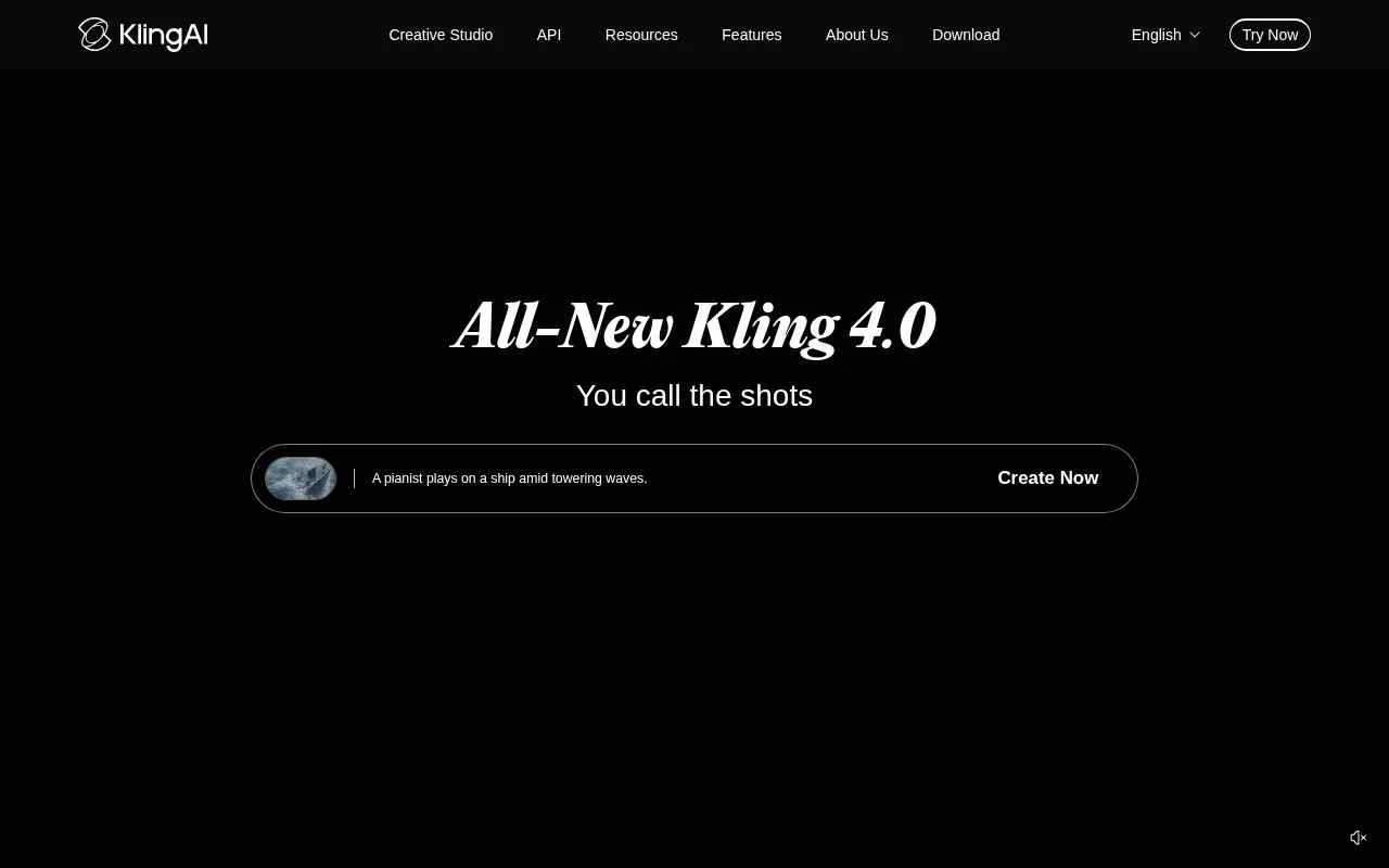 KLING AI homepage screenshot