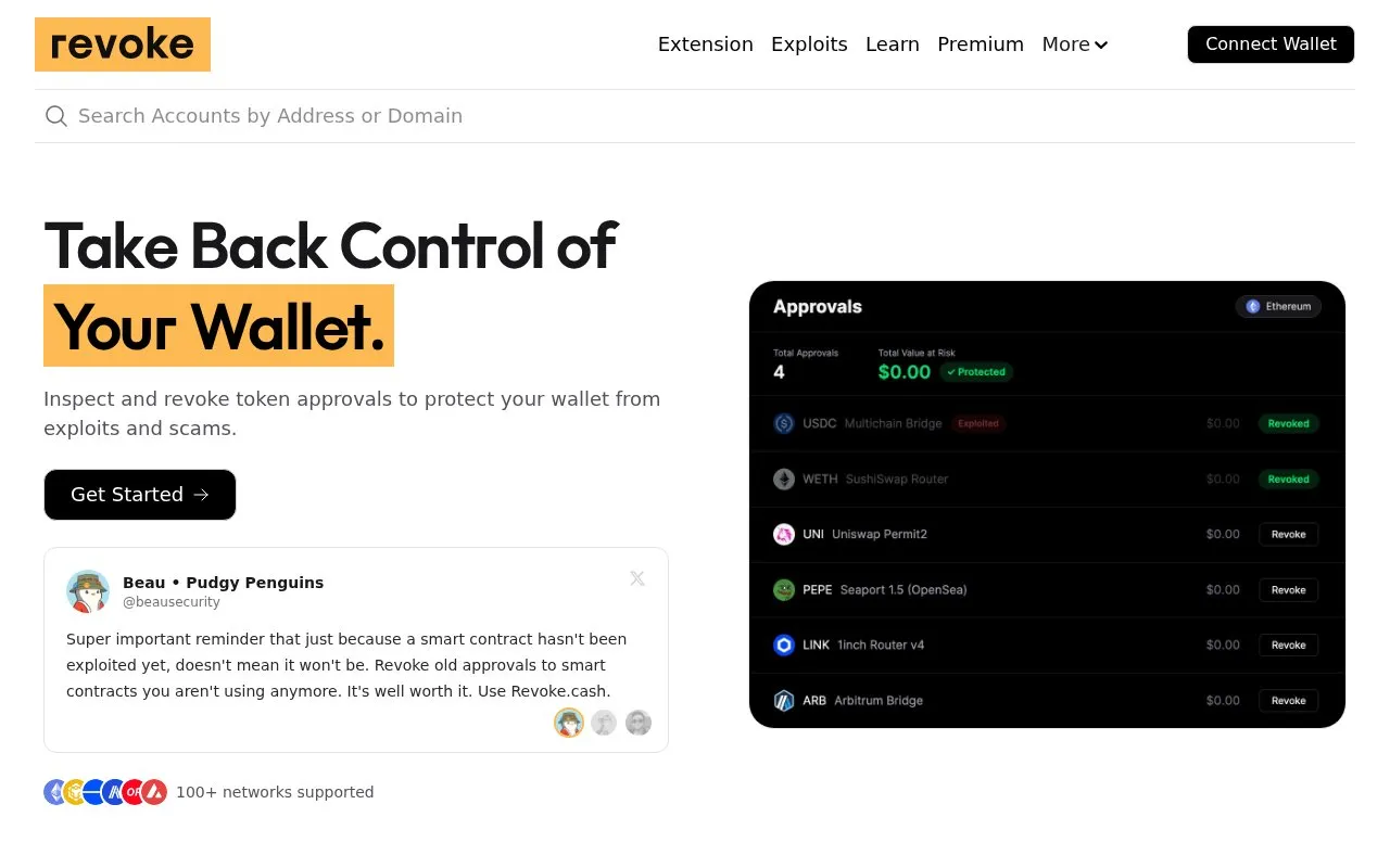 Revoke homepage screenshot