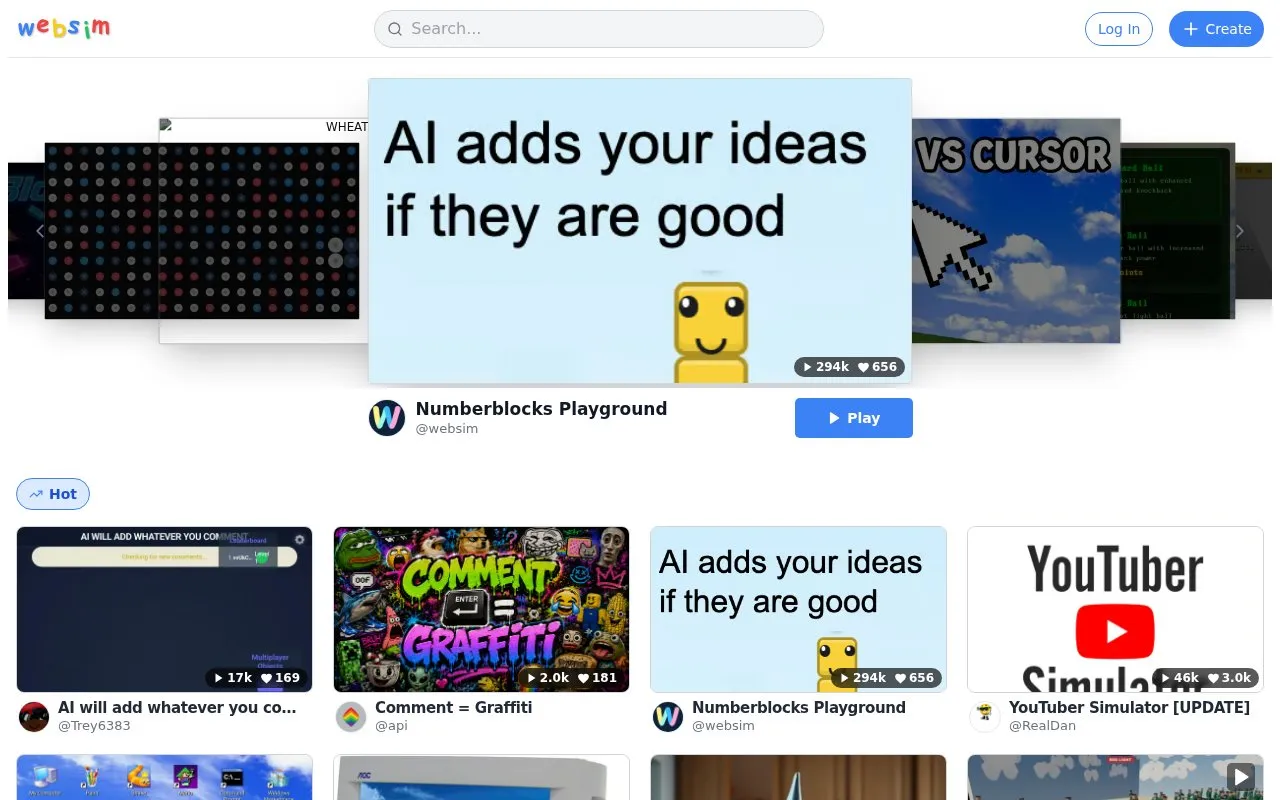 Websim homepage screenshot