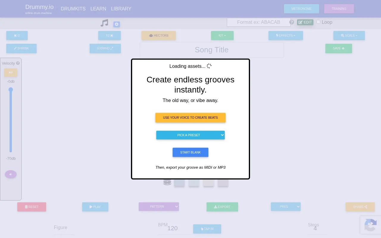 Drummy homepage screenshot