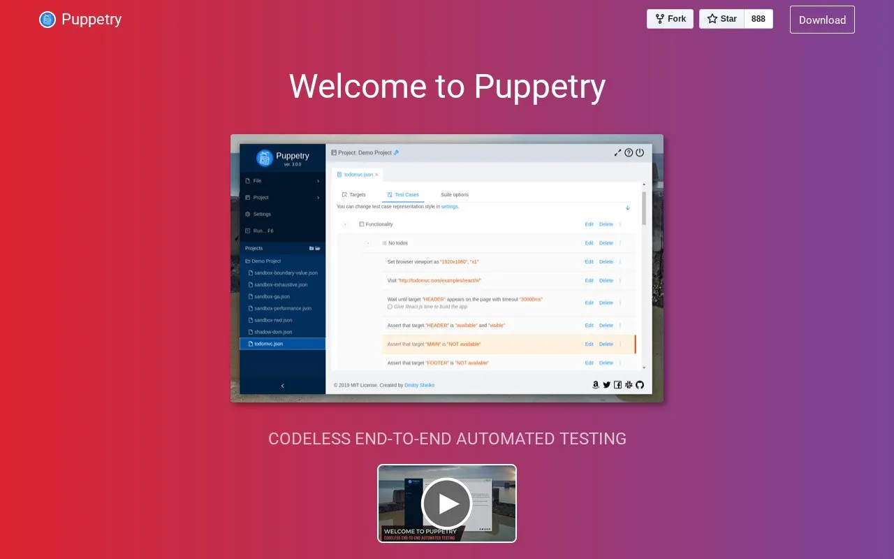 Puppetry homepage screenshot