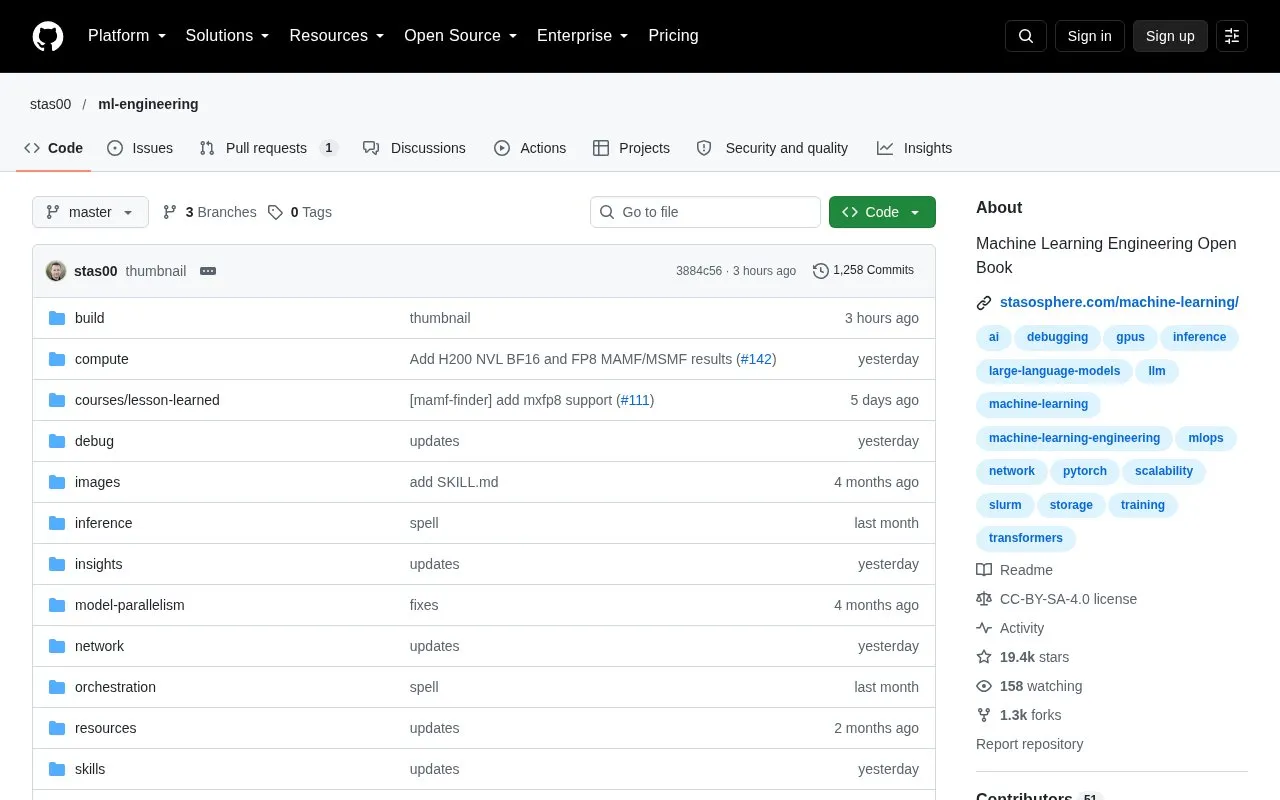 ML Engineering homepage screenshot